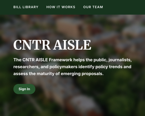 An image of the CNTR AISLE login screen